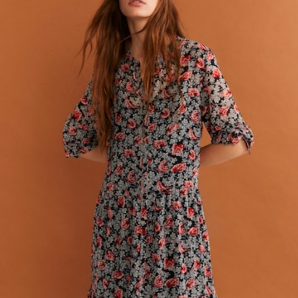 $99 Mng Mango Long Maxi Dress. Black Floral XS. - Picture 7 of 8